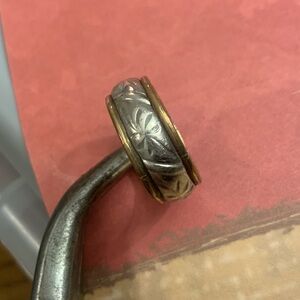 Vintage Sterling Silver & Gold-Filled Two-Tone Unisex Ring Band Sz 4.75